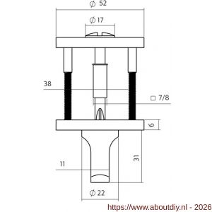 Intersteel Essentials 1020 WC-sluiting verdekt diameter 52x6 mm met stift 6-8 mm RVS - A26010983 - afbeelding 2