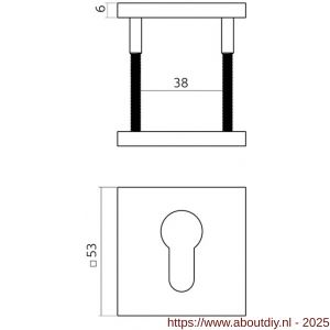 Intersteel Essentials 1030 cilinderrozetten verdekt 53x53x6 mm PVD brons - A26010997 - afbeelding 2
