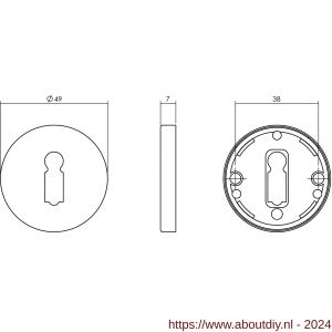 Intersteel Living 3186 sleutelplaatje kunststof verdekt diameter 49x7 mm messing ongelakt - A26007587 - afbeelding 2