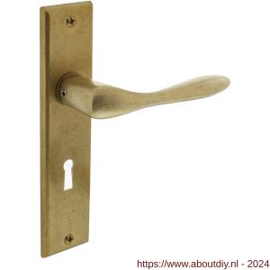 Intersteel Living 0201 deurkruk Banaan met schild 181x41x7 mm sleutelgat 56 mm messing getrommeld - A26007902 - afbeelding 1