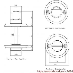Intersteel Living 3173 WC-sluiting 8 mm diameter 50x5 mm messing gelakt - A26007618 - afbeelding 2