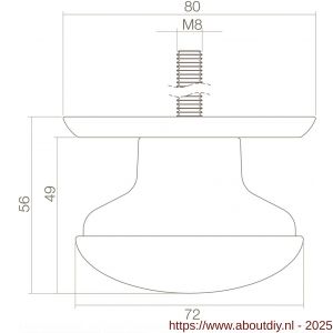 Intersteel Living 3930 voordeurknop zwaar diameter 80/75 mm messing gelakt - A26007413 - afbeelding 2