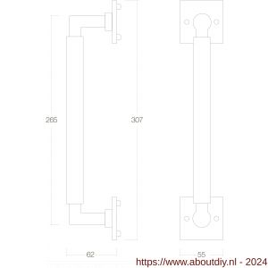 Intersteel Living 4261 greep Bau-stil 250 mm op rozet vierkant messing gelakt - A26001986 - afbeelding 2