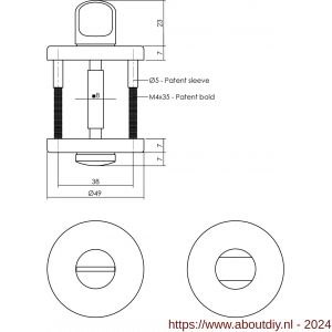Intersteel Living 3174 WC-sluiting 8 mm diameter 50x7 mm messing mat PVD - A26009875 - afbeelding 2