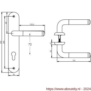 Intersteel Living 1683 deurkruk Agatha op langschild profielcilinder 72 mm chroom-nikkel mat - A26004858 - afbeelding 2