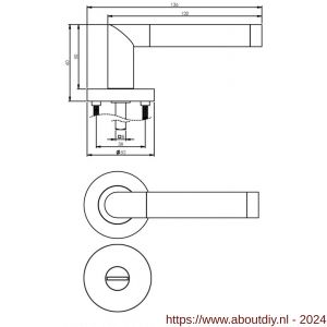 Intersteel Living 1685 deurkruk Nicol op rond rozet 7 mm nokken met WC 8 mm chroom-nikkel mat - A26004885 - afbeelding 2