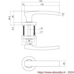 Intersteel Living 1689 deurkruk Blok op rond rozet 7 mm nokken met sleutelgat plaatje chroom-nikkel mat - A26004904 - afbeelding 2