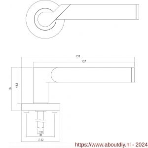 Intersteel Living 1701 deurkruk Casper op rond rozet 7 mm nokken met sleutelgat plaatje chroom-nikkel mat - A26004938 - afbeelding 2