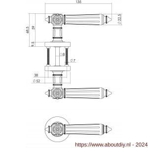 Intersteel Living 1716 deurkruk Julietta op rond rozet 7 mm nokken met WC 8 mm chroom-nikkel mat - A26004981 - afbeelding 2
