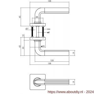 Intersteel Living 1718 deurkruk Amber op vierkante rozet 7 mm nokken chroom-nikkel mat - A26004991 - afbeelding 2
