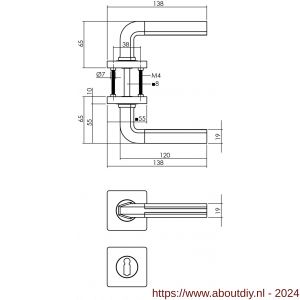 Intersteel Living 1718 deurkruk Amber op vierkante rozet 7 mm nokken met sleutelgat plaatje chroom-nikkel mat - A26004994 - afbeelding 2