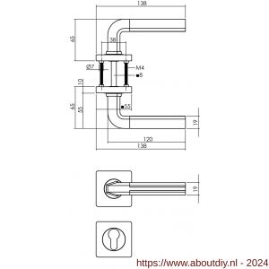 Intersteel Living 1718 deurkruk Amber op vierkante rozet 7 mm nokken met profielcilindergat plaatje chroom-nikkel mat - A26004995 - afbeelding 2
