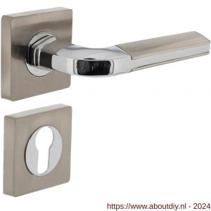 Intersteel Living 1718 deurkruk Amber op vierkante rozet 7 mm nokken met profielcilindergat plaatje chroom-nikkel mat - A26004995 - afbeelding 1