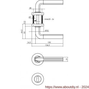 Intersteel Living 1719 deurkruk Bas op rond rozet 7 mm nokken met sleutelgat plaatje chroom-nikkel mat - A26004999 - afbeelding 2