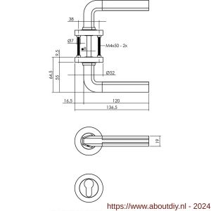 Intersteel Living 1719 deurkruk Bas op rond rozet 7 mm nokken met PC chroom-nikkel mat - A26008016 - afbeelding 2