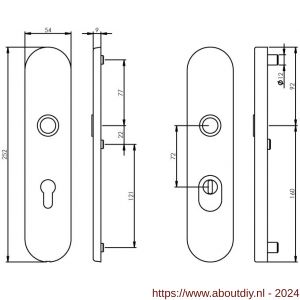 Intersteel 3821 SKG3 veiligheids schilden doorgaand profielcilindergat 72 mm met kerntrek beveiliging chroom - A26003487 - afbeelding 2