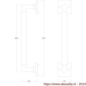 Intersteel Living 4261 greep Bau-stil 250 mm op rozet vierkant chroom-mat zwart - A26001981 - afbeelding 2