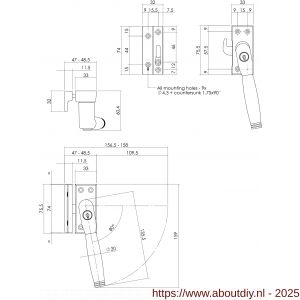 Intersteel Living 6616 SKG1 afsluitbare raamsluiting rechts Ton 222 chroom-ebbenhout compleet - A26003805 - afbeelding 2