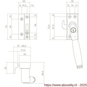 Intersteel Living 6616 SKG1 afsluitbare raamsluiting links Ton 222 chroom-ebbenhout compleet - A26003806 - afbeelding 2