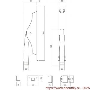 Intersteel Living 5620 set pomp-espagnolet Ton 222 inclusief stangenset 2x 1250 mm nikkel-ebbenhout - A26009351 - afbeelding 2