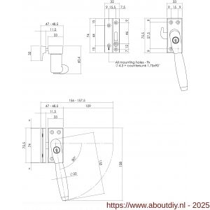 Intersteel Living 6616 SKG1 afsluitbare raamsluiting rechts Ton 400 nikkel-ebbenhout compleet - A26007741 - afbeelding 2