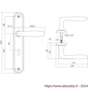 Intersteel Living 1692 deurkruk Bjorn op langschild sleutelgat 56 mm nikkel mat - A26005109 - afbeelding 2