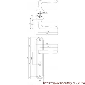 Intersteel Living 1692 deurkruk 1692 Bjorn op langschild WC 63/8 mm nikkel mat - A26005111 - afbeelding 2
