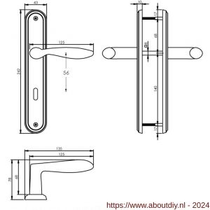 Intersteel Living 1695 deurkruk George op langschild sleutelgat 56 mm nikkel mat - A26005119 - afbeelding 2