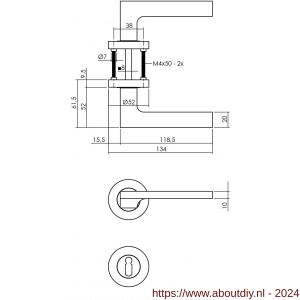Intersteel Living 1705 deurkruk 1705 Ben op rond rozet 7 mm nokken met sleutelgat plaatje chroom-nikkel mat - A26005148 - afbeelding 2