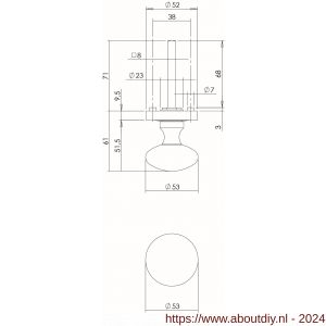 Intersteel Living 2126 knop op rozet NM vast gemonteerd met ril nikkel mat - A26005172 - afbeelding 2