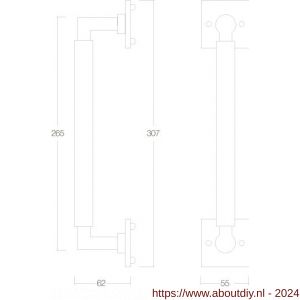 Intersteel Living 4261 greep Bau-stil 250 mm op rozet vierkant nikkel mat - A26002043 - afbeelding 2