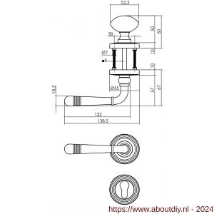 Intersteel Living 1725 wisselgarnituur links Emily op rond rozet met ril messing met PZ oud grijs - A26008147 - afbeelding 2