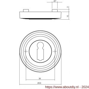Intersteel Living 3178 sleutelplaatje met ril verdekt met nokken diameter 54x9 mm zamak oud grijs - A26008154 - afbeelding 2
