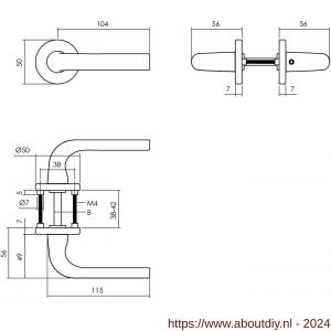 Intersteel Living 0054 deurkruk Eucla op rozet diameter 50x7 mm met 7 mm nokken zwart - A26009112 - afbeelding 2