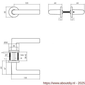 Intersteel Living 0055 deurkruk Broome op rozet diameter 50x7 mm met 7 mm nokken zwart - A26009114 - afbeelding 2