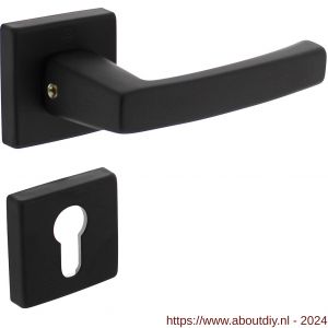 Intersteel Living 0057 deurkruk Moora op rozet 50x50x10 mm met 7 mm nokken met profielcilinderplaatje zwart - A26009124 - afbeelding 1