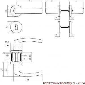 Intersteel Living 0060 deurkruk Denham op rozet diameter 50x7 mm met 7 mm nokken met sleutelplaatje zwart - A26009138 - afbeelding 2