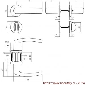 Intersteel Living 0060 deurkruk Denham op rozet diameter 50x7 mm met 7 mm nokken met WC-sluiting 8 mm zwart - A26009140 - afbeelding 2