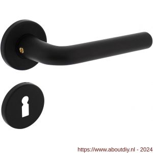 Intersteel Living 0073 deurkruk Derby op rozet diameter 50x7 mm met 7 mm nokken met sleutelplaatje zwart - A26009143 - afbeelding 1