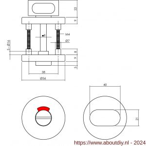Intersteel Living 0100 WC-sluiting 8 mm staal verdekt met nokken diameter 56x9 mm aluminium zwart - A26008171 - afbeelding 2