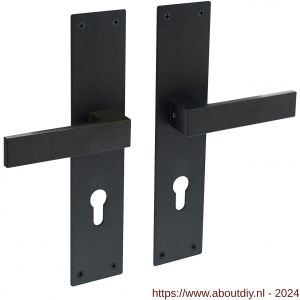 Intersteel Living 0571 deurkruk Amsterdam met schild 250x55x2 mm profielcilindergat 72 mm zwart - A26008204 - afbeelding 1