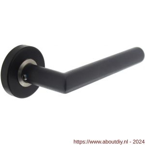 Intersteel Living 0583 gatdeel deurkruk deurkruk Jura op ronde rozet met ring met veer RVS mat zwart - A26007016 - afbeelding 1