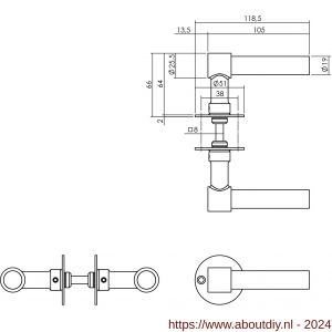 Intersteel Living 1670 deurkruk L/L-model recht met ronde platte rozet 50x2 mm RVS-zwart - A26008223 - afbeelding 2