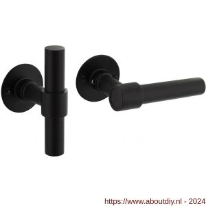 Intersteel Living 1671 deurkruk L/T-model recht met ronde platte rozet 50x2 mm RVS-zwart - A26008225 - afbeelding 1