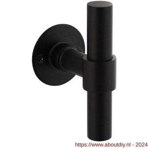 Intersteel Living 1671 gatdeel deurkruk T-model recht met ronde platte rozet 50x2 mm RVS-zwart - A26008226 - afbeelding 1