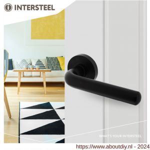 Intersteel Living 1683 deurkruk Agatha op ronde rozet 53x8 mm met nokken mat zwart - A26008227 - afbeelding 3
