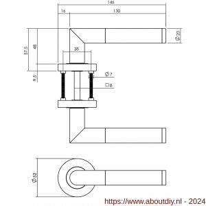 Intersteel Living 1693 deurkruk Bastian op ronde rozet 52x10 mm met nokken mat zwart - A26008233 - afbeelding 2