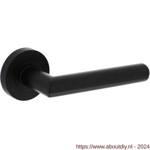 Intersteel Living 1693 deurkruk Bastian op ronde rozet 52x10 mm met nokken mat zwart - A26008233 - afbeelding 1