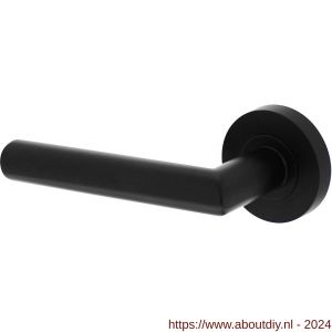 Intersteel Living 1693 gatdeel deurkruk links Bastian op ronde rozet 52x10 mm met nokken mat zwart - A26008235 - afbeelding 1