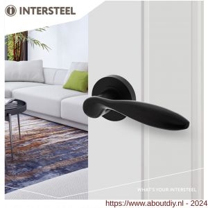 Intersteel Living 1695 deurkruk George op ronde rozet 52x10 mm met nokken mat zwart - A26008241 - afbeelding 3